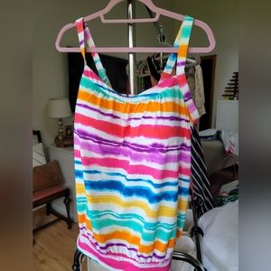 NWT, Land End Blouson Tankini Top. Adjustable Straps, Size 18 DD